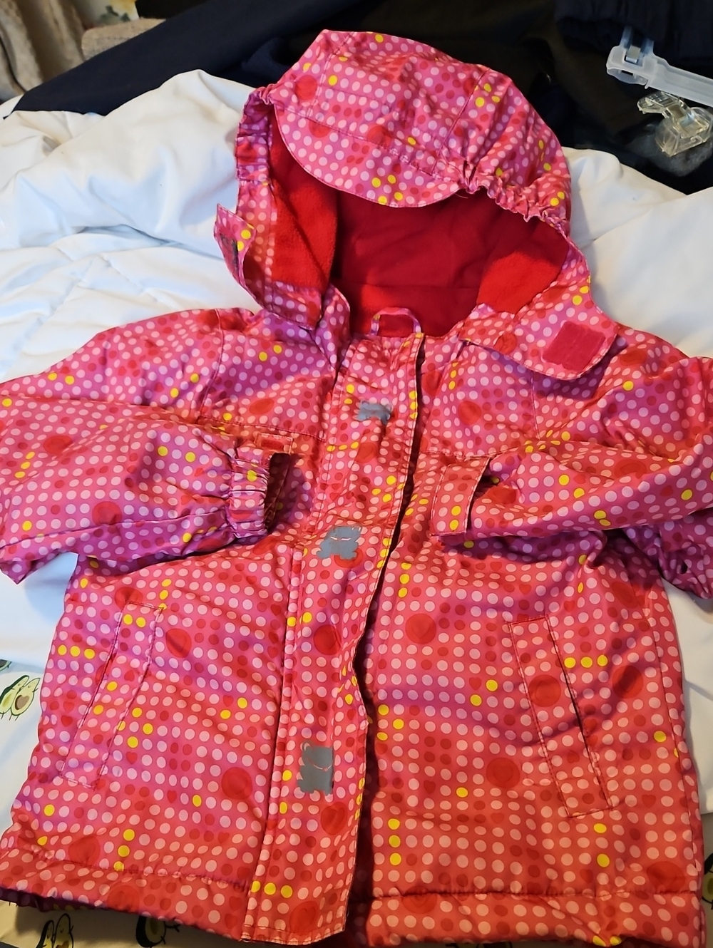 Kids Waterproof Pink Dot Hooded Jacket